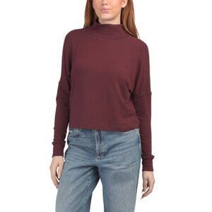 MICHAEL STARS Auburn Made In Usa Madison Brushed Jersey Frida Mock Neck Top